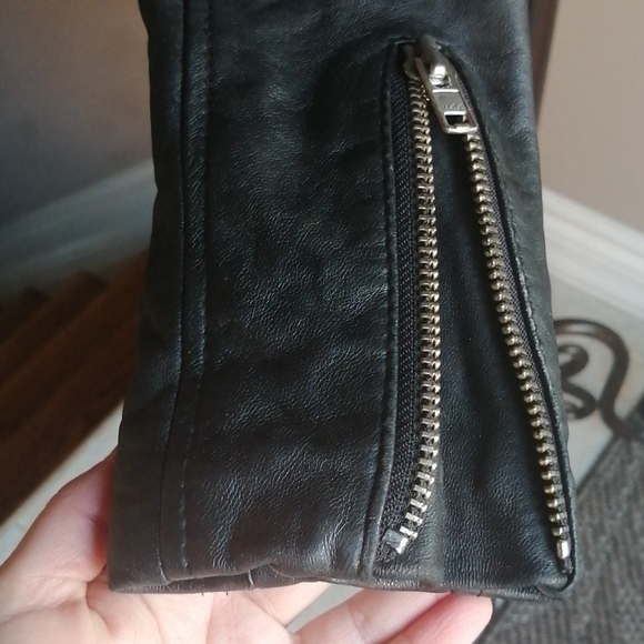 IRO Black Leather Moto Jacket Size 0 - Picture 3 of 7